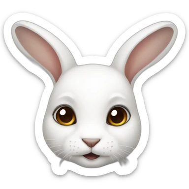 White female rabbit dark brown eyes sticker