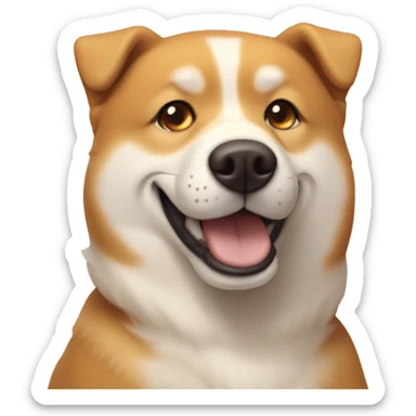 Golden Ginger boy brown eyes and wide brows 12 y o smiling with dog shiba inu  sticker