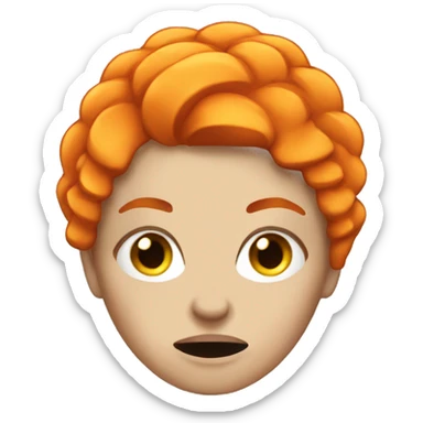 Angry white skinned woman with orange bonus hair sticker
