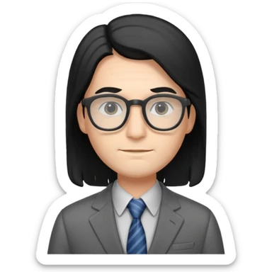 accountant with black long hair sticker