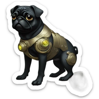 A cyberpunk black pug in Art Nouveau style during 1910 sticker