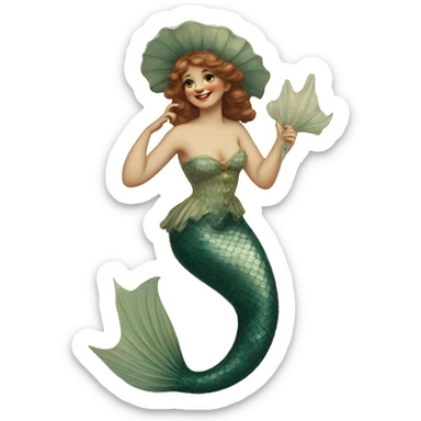 Edwardian vintage mermaid sticker