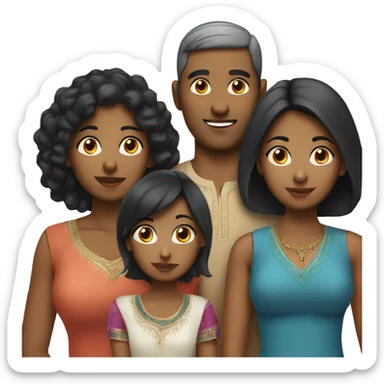 Indian family black hair sticker