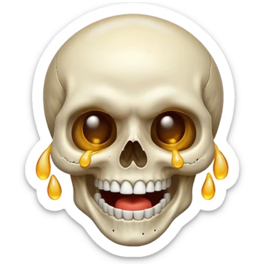 Laughing skull sweating sticker