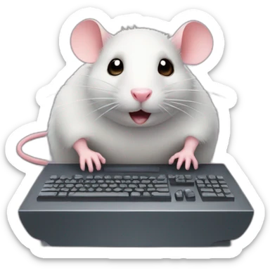 Fat Rat playing computer video games sticker