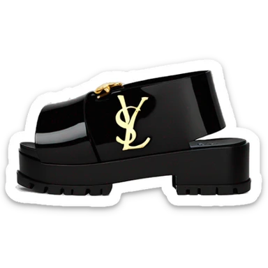 Ysl OPYUM SANDAL IN  PATENT LEATHER BLACK with ysl symbol in bottom  sticker