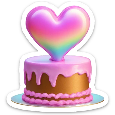 Iridescent heart shaped cake sticker