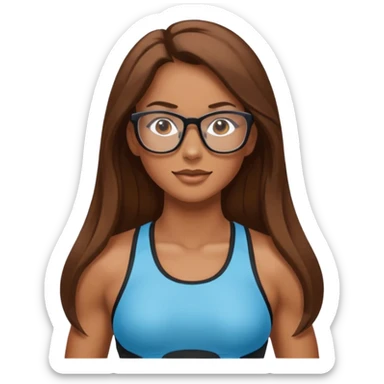 Mujer fitness con lentes y cabello largo sticker