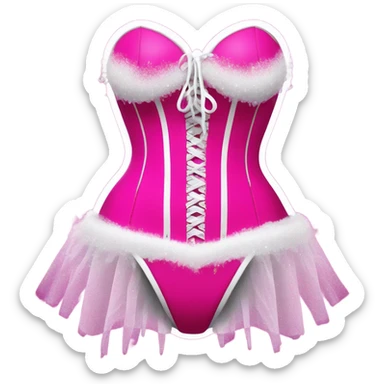 Hot pink corset and bikini bottom tutu with glitter with white paint dripping sticker