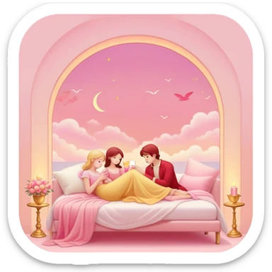 Romantic pink-red-gold-yellow-white pastel lush aesthetic sticker