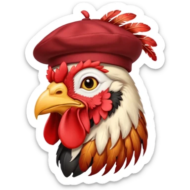 rooster wearing beret sticker