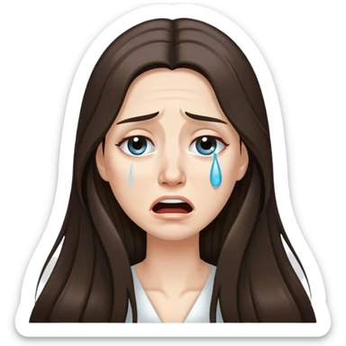 Very long hair Brunette with white skin crying hear tears sticker