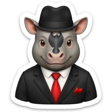 black suited rhino with fes hat sticker