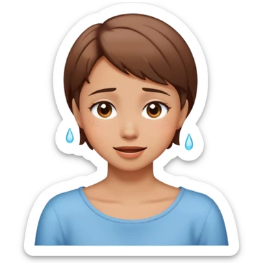 Girl happy tears with brown short hair crossing neck sticker