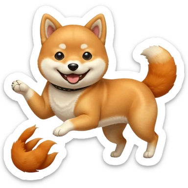  shiba inu, qui est mdr et se roule à terre les 4 pattes en l'air, avec sa queue en tire bouchon sticker