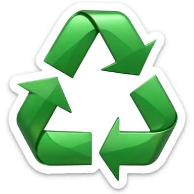 recycling symbol emoji with green arrows, symbolizing eco-friendliness sticker