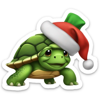 Turtle with Christmas hat sticker