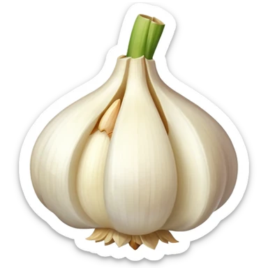 single garlic clove with cubed garlic sticker