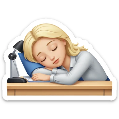Blonde girl sleeping at desk  sticker