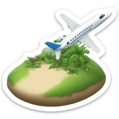 Jet landing on an island sticker