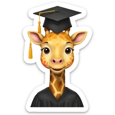 happy giraffe wearing a graduation cap sticker