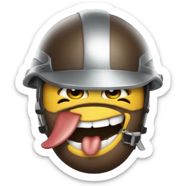 Emoji with a helmet and drool on face sticker