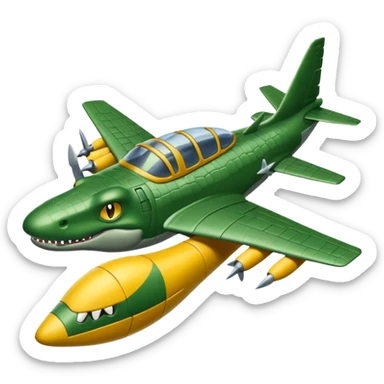 Cocodrilo, combinado con un a  vión de guerra  sticker