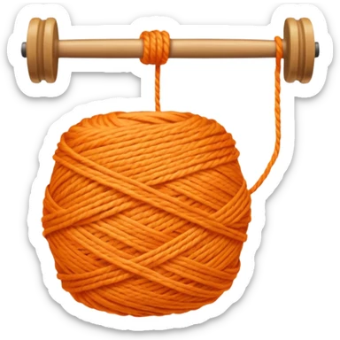 orange yarn on a bobbin sticker