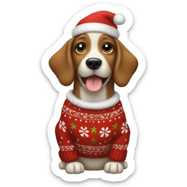 Dog wearing Christmas sweater sticker