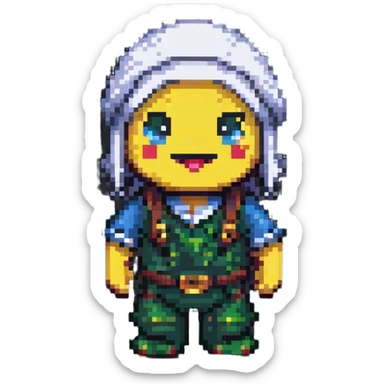 pixel art character resembling حزلقوم with a playful and humorous look sticker