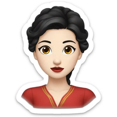 Beautiful young woman,Black hair,long hair,White skin,oval face,big eyes,Blackeyes,Redlips,Chinese sticker