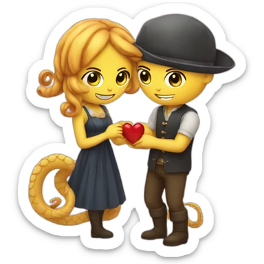 Cute in love kraken couple sticker