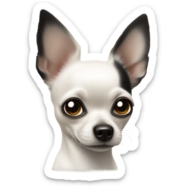 white chihuahua with black right eye sticker