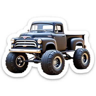 1:10 off-road lcg smoking Arrma Traxxas Basher Wednesday Adam’s 1954 blackened tarnished hotrod streamlined anime dodge extended cab rc pickup (ridiculously extra wide low-profile pin tires chrome wheels without fenders) sticker
