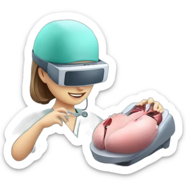 Surgeon-performing-Breast-surgery-with-virtual-reality-display sticker