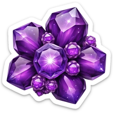 glossy purple glass nebula crystal clusters sticker