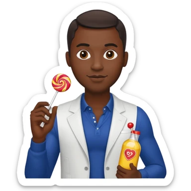Sexy black man hold a bottle and a lollipop sticker