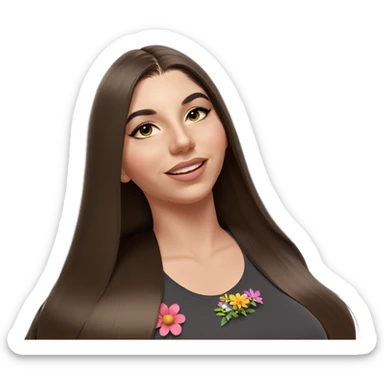 smiling girl with flowers sticker