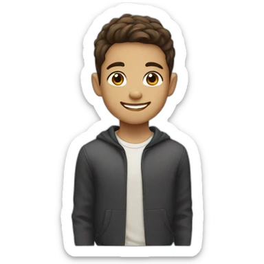 young boy with brown hair and edgar haircut with sharp jawline and lightskin smiling sticker