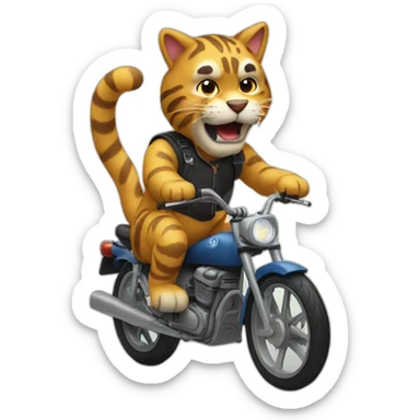 Big cat on a bike sticker