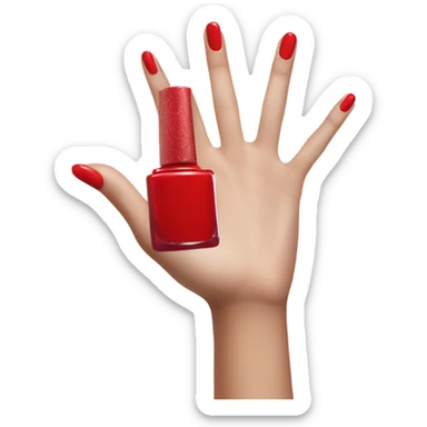 red  Nail polish on white hand  sticker