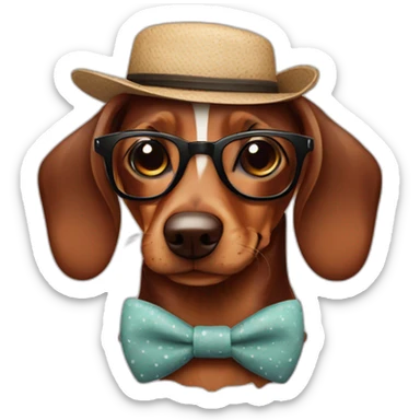 Brown sausage dog hipster sticker