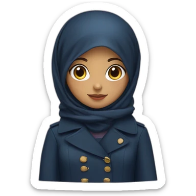 muslim girl with hijab and navy blue trench coat sticker