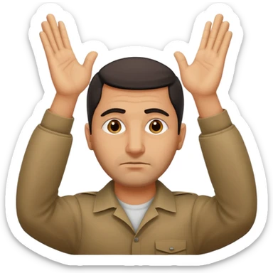 surrenders, depict an Iraqi with a sad face and raised hands sticker