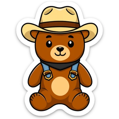 Teddy bear with cowboy hat sticker