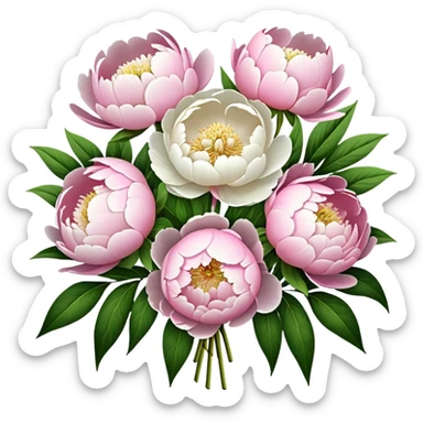 White and pink peonies bouquet garden  sticker