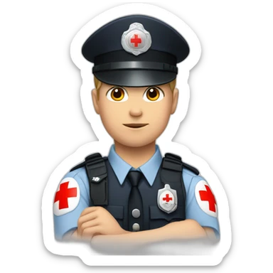 White Boy as a policeman with a red cross in front of him sticker