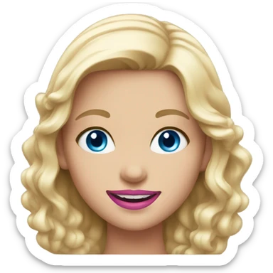 smiling girl with blue eyes and pink lipstick  sticker