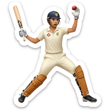 Right handed cricketer playing a front foot shot sticker