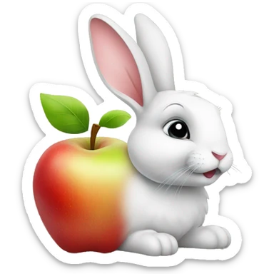 rabbit with apple sticker